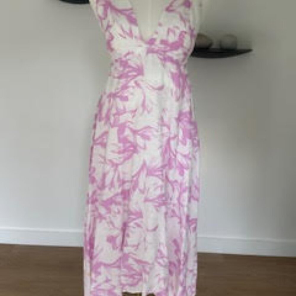 BR LINEN CROSS BACK DRESS